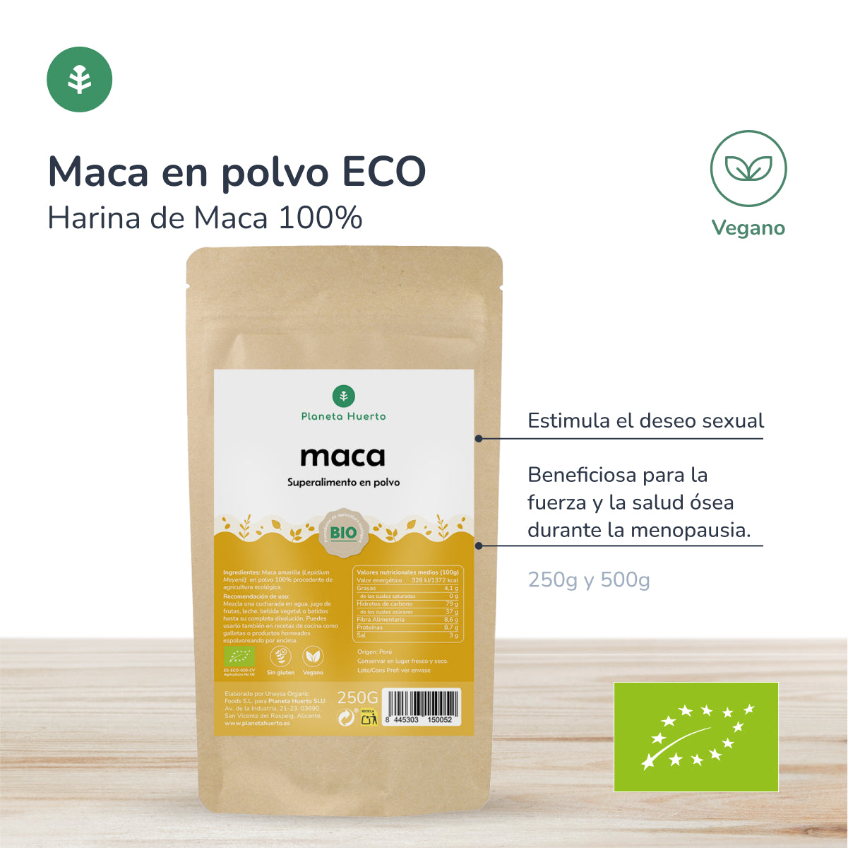 Maca-pulver ECO Planeta Huerto 250 g