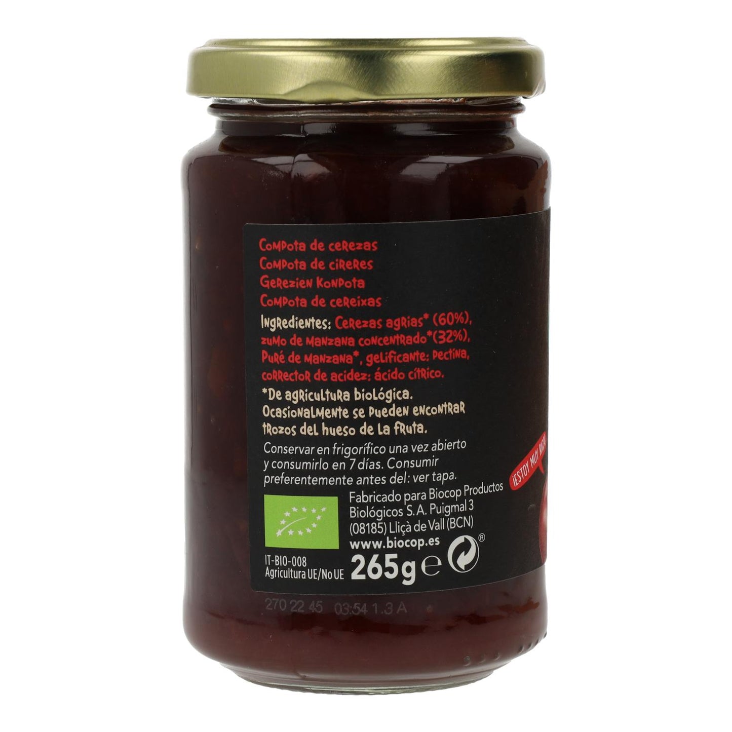 Compote de cerises BIO Biocop 265 g