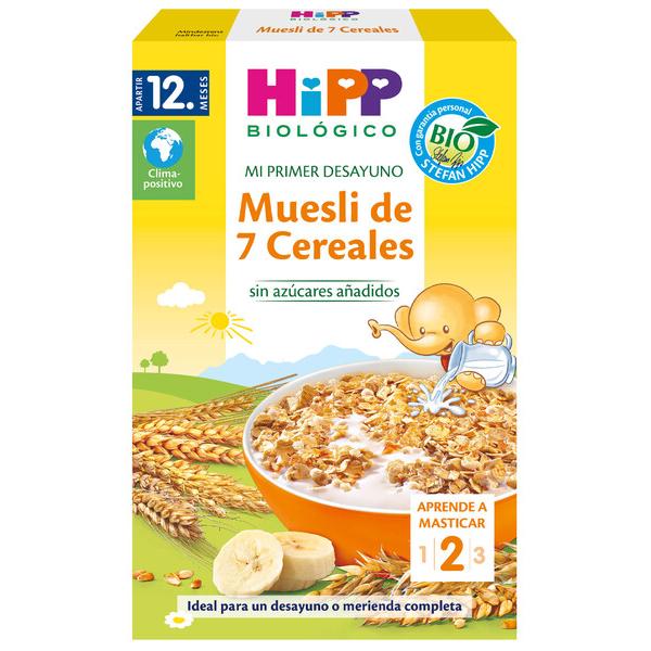 Förpackning med 2 muesli för barn med 7 ekologiska spannmål +12 månader HiPP 200 g