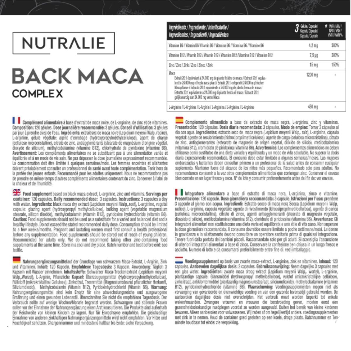 Nutralie Maca nera andina complex + vitamine B6 + B12, 120 capsule