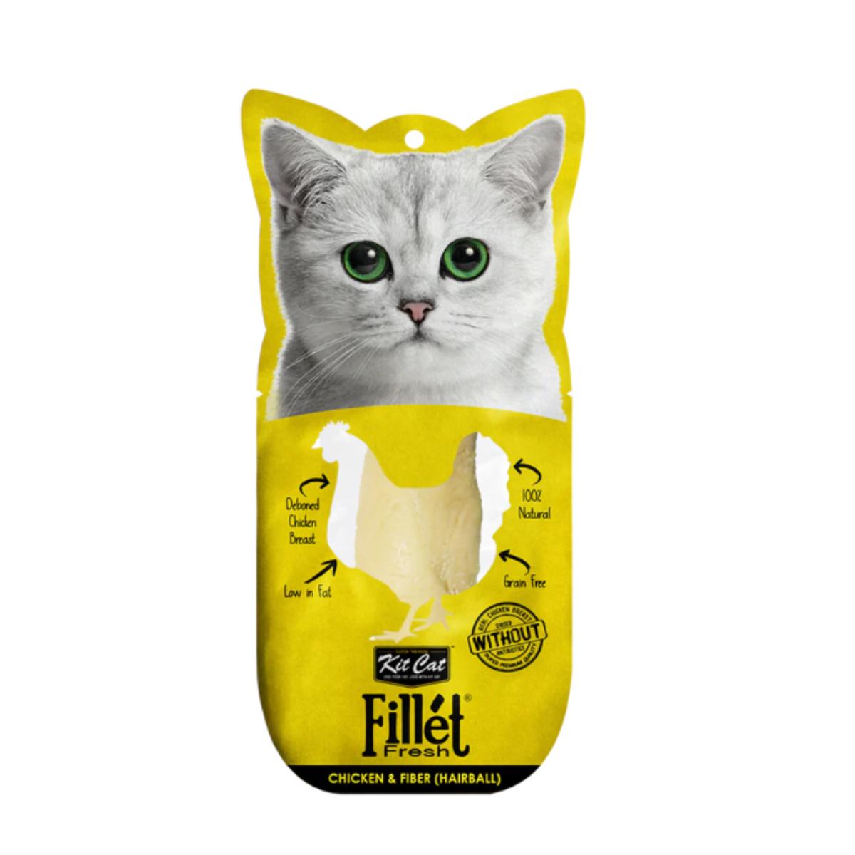 Kit Cat FilletFresh - Pollo e fibre (Hairball) 30 g Snack naturale per gatti