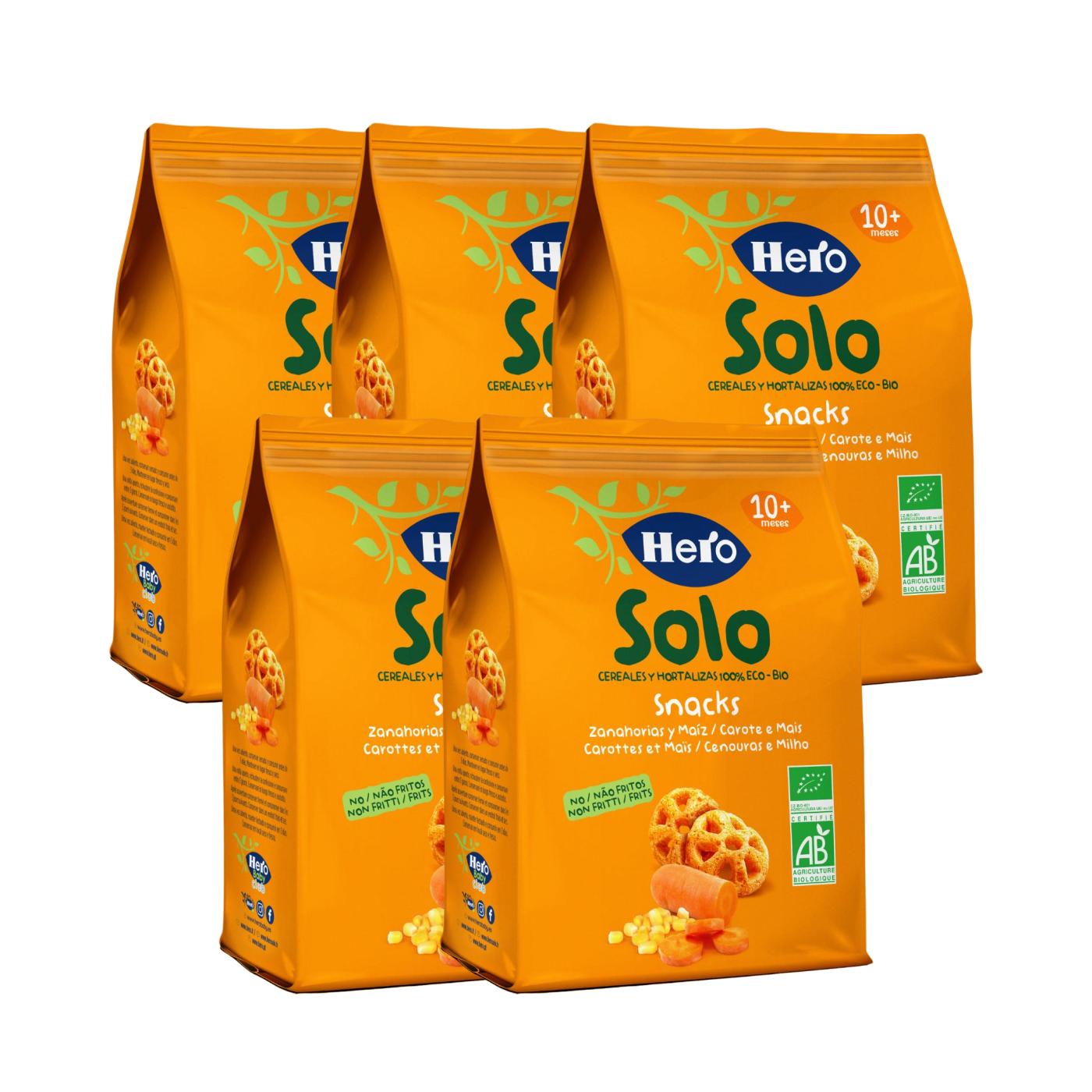 5er-Pack Bio-Karotten-Mais-Snacks 40 g – Hero Solo