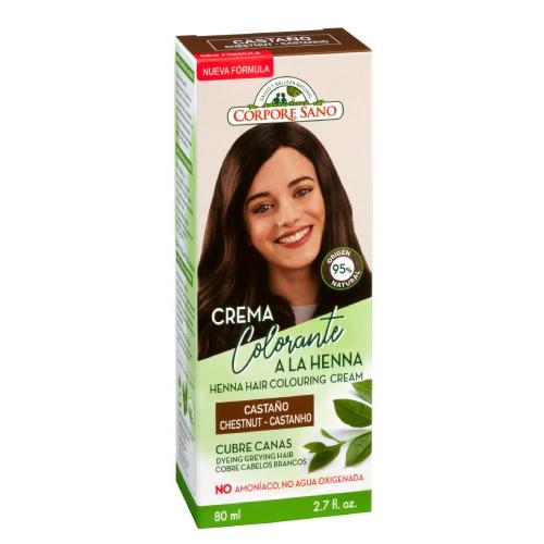 Henna-Creme gegen graue Haare, kastanienbraun, Corpore Sano, 80 ml