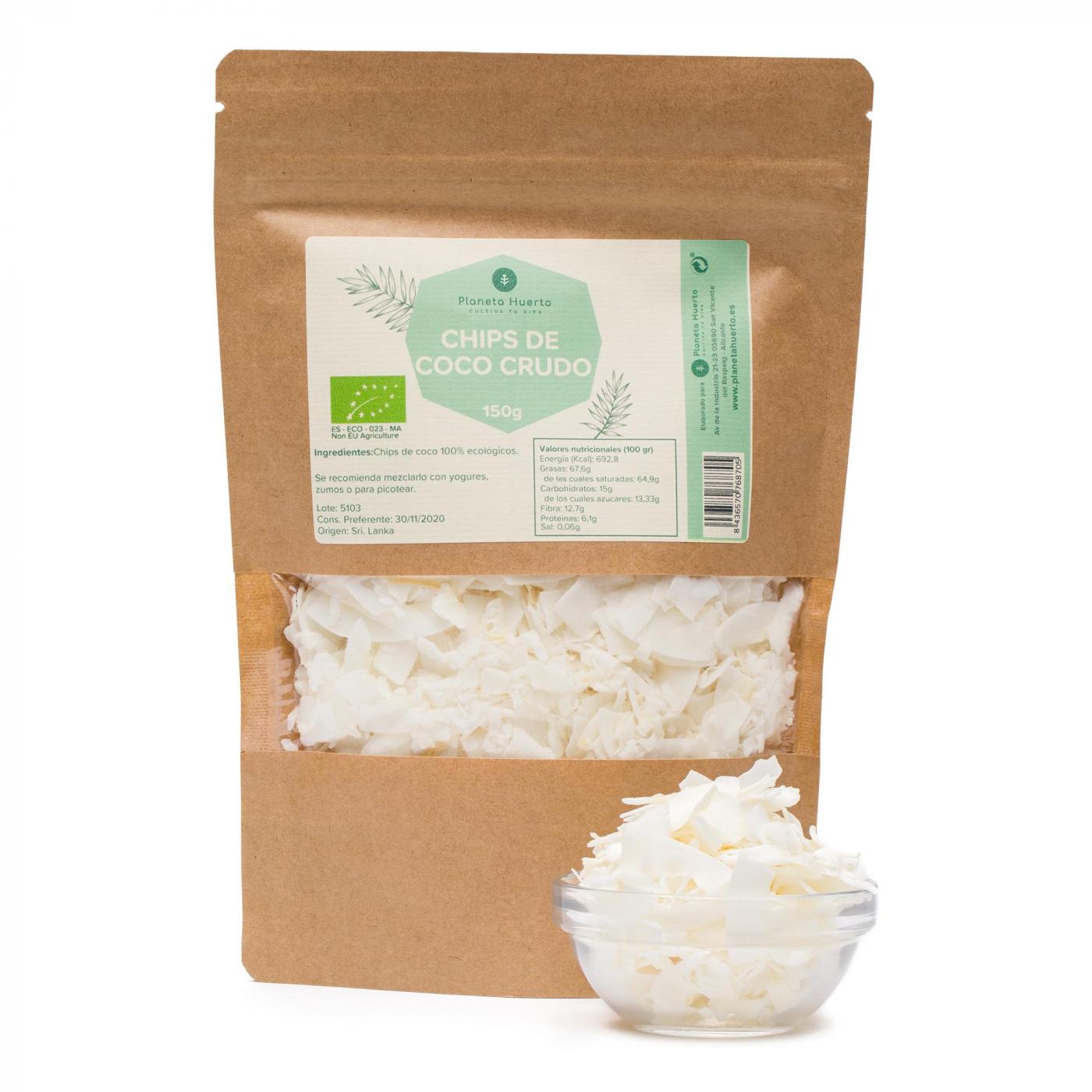 Pack 2x Coconut chips sugar free ECO Planeta Huerto 150 g