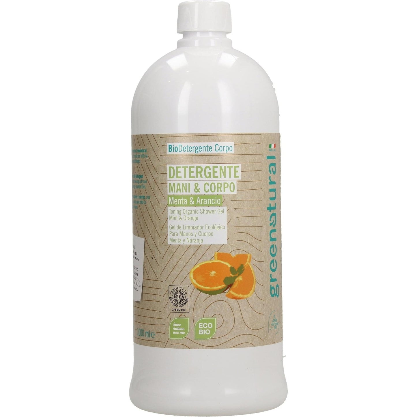 Flüssigseife für Hände und Körper mit Minze und Orange von Greenatural 1 l