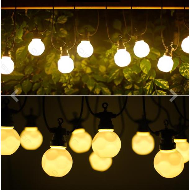 LED garland with 10 warm white translucent bulbs, 8 m, indoor and outdoor use