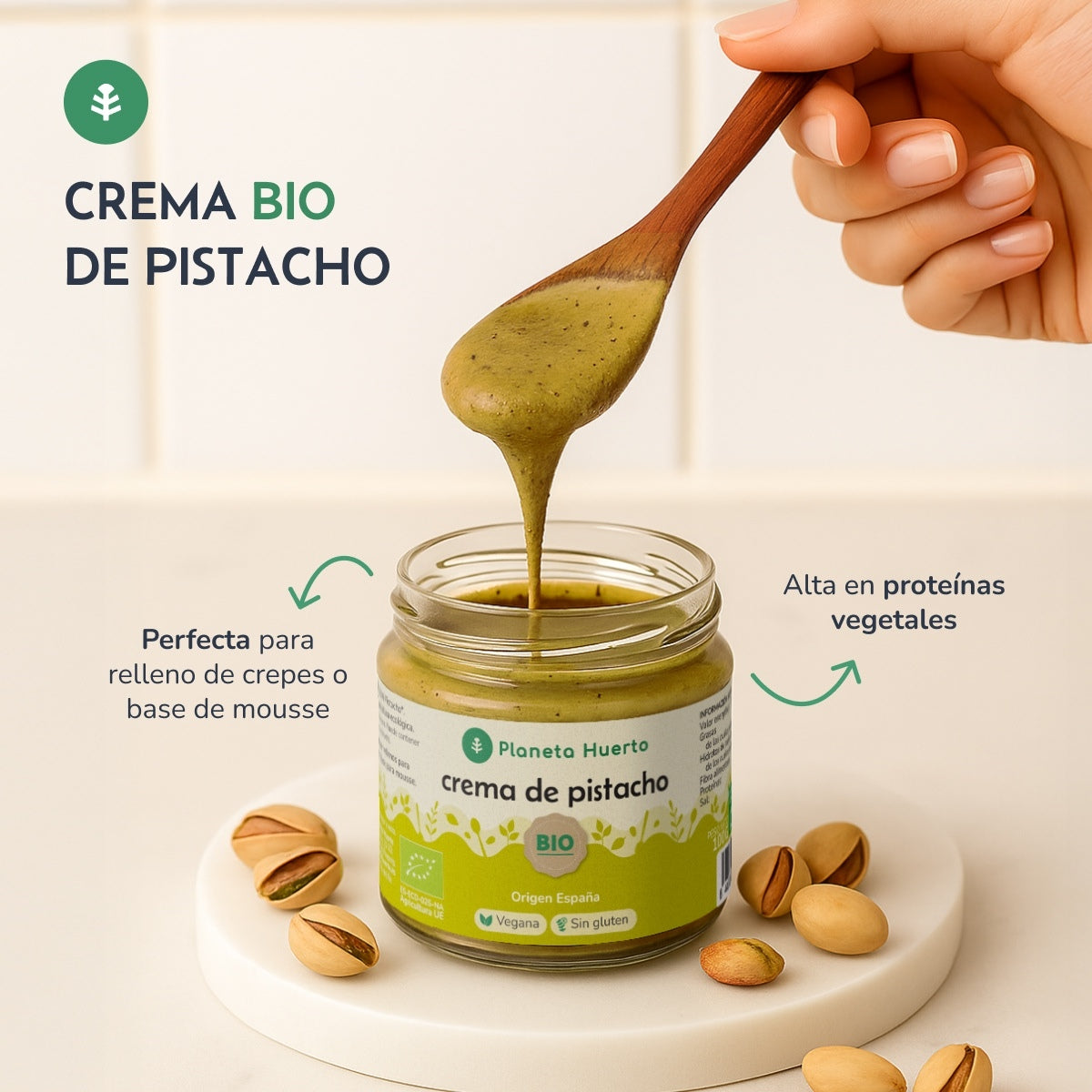 Confezione da 3 creme al pistacchio 100% ECO Planeta Huerto 100 g