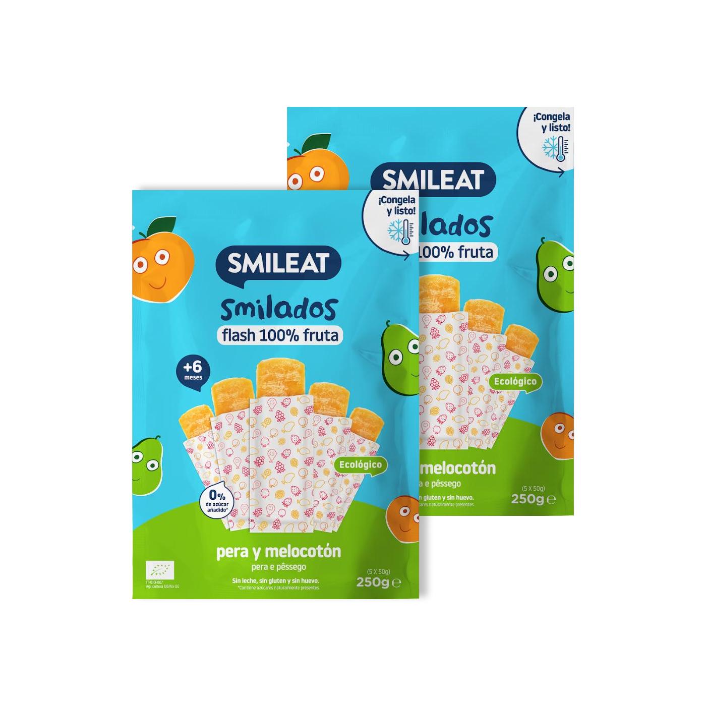 Zestaw 2x SMILADO ekologiczne lody gruszkowo-brzoskwiniowe dla dzieci, 100% owoców SMILEAT