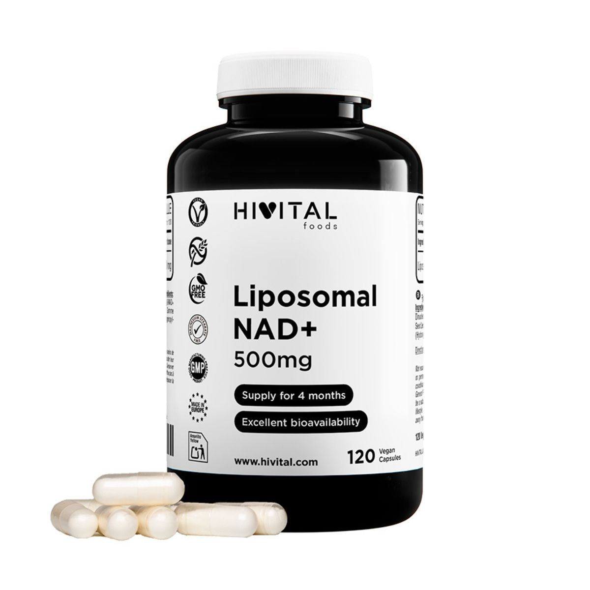 NAD+ Liposomal 500 mg Hivital 120 vegane Kapseln