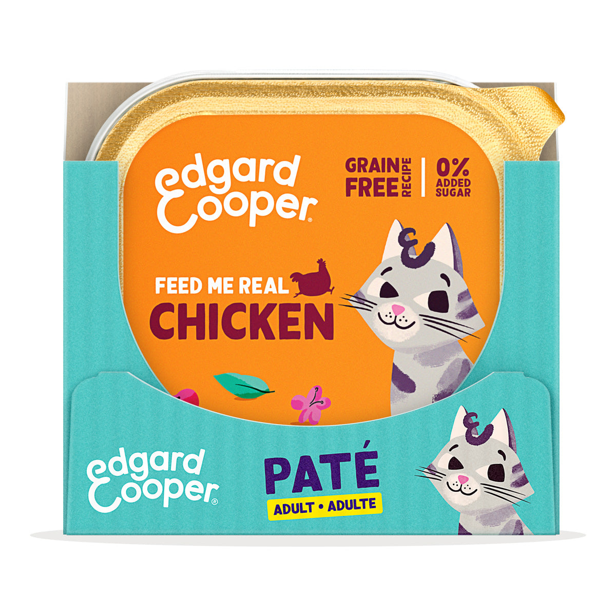 Comida húmeda gatos paté Tarrina Pollo de corral Edgard & Cooper 85 g