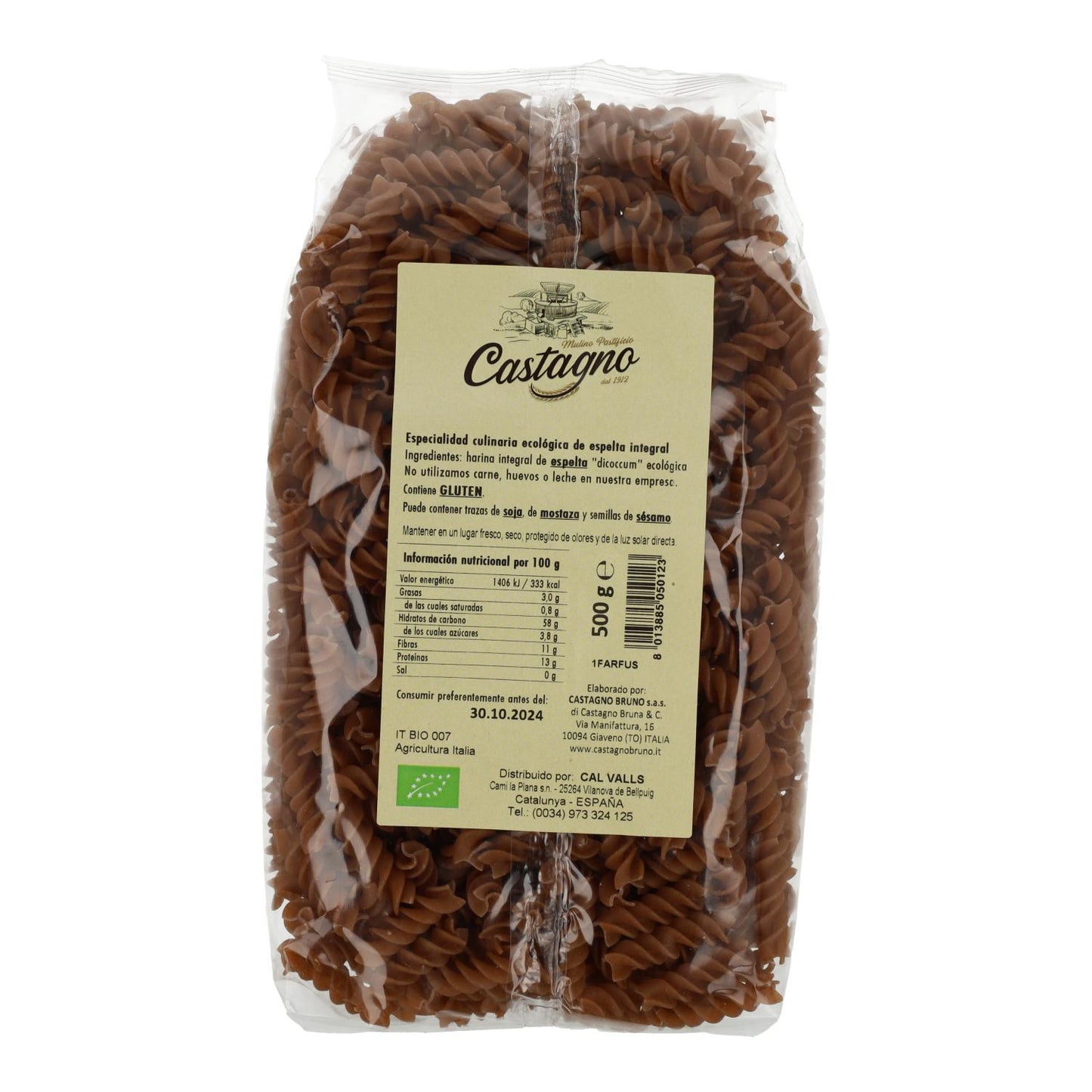 Spirales complètes à l'épeautre DICOCCUM ECO Castagno 500 g