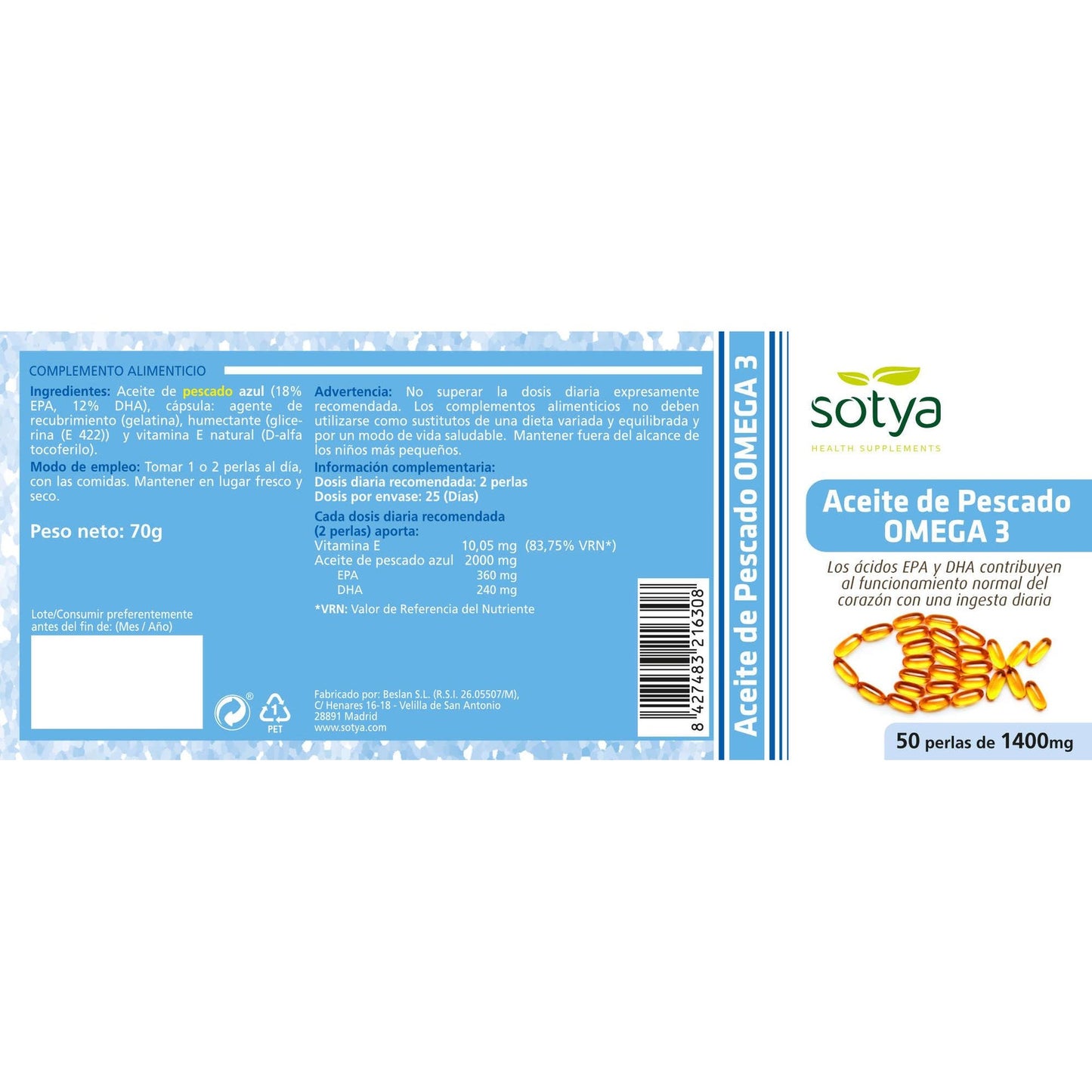Omega-3-Fischöl Sotya 50 Kapseln 1400 mg
