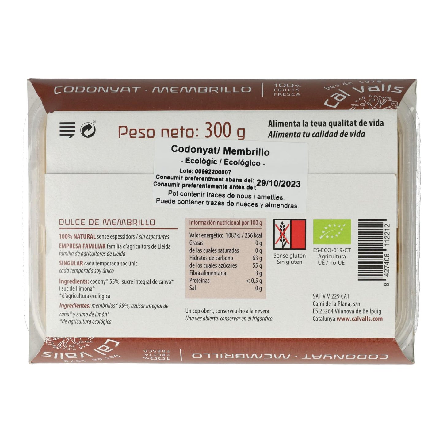 Quetscha ECO z cukrem trzcinowym Cal Valls, 300 g