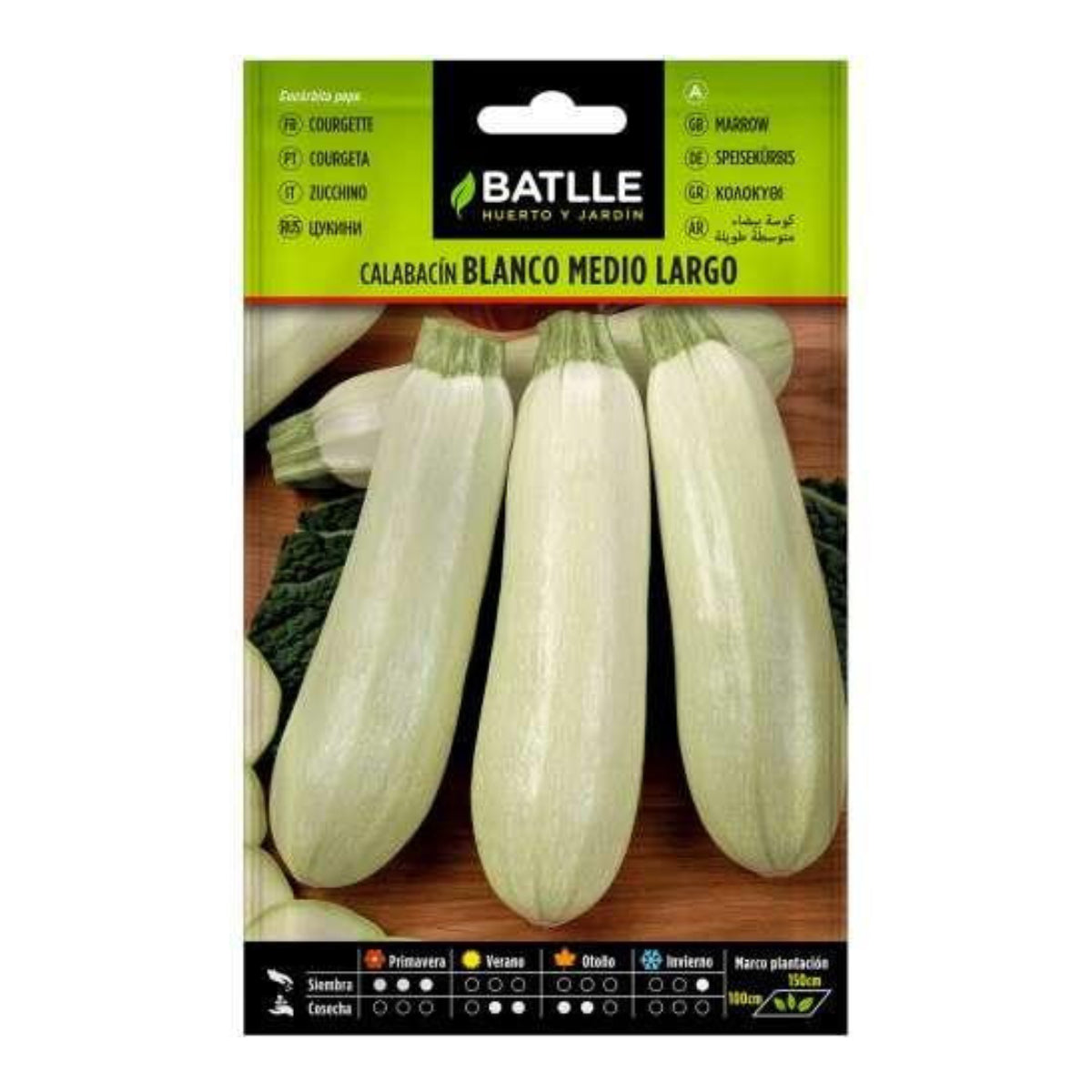 Graines de courgette blanche mi-longue Batlle