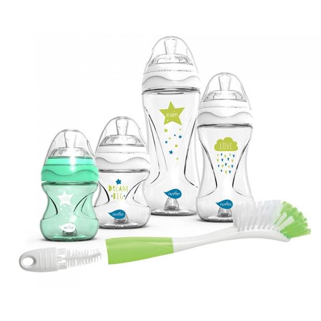 Zestaw butelek dla niemowląt w kolorze zielonym