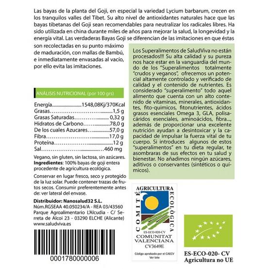 Całe jagody goji ECO 250 g, Salud Viva