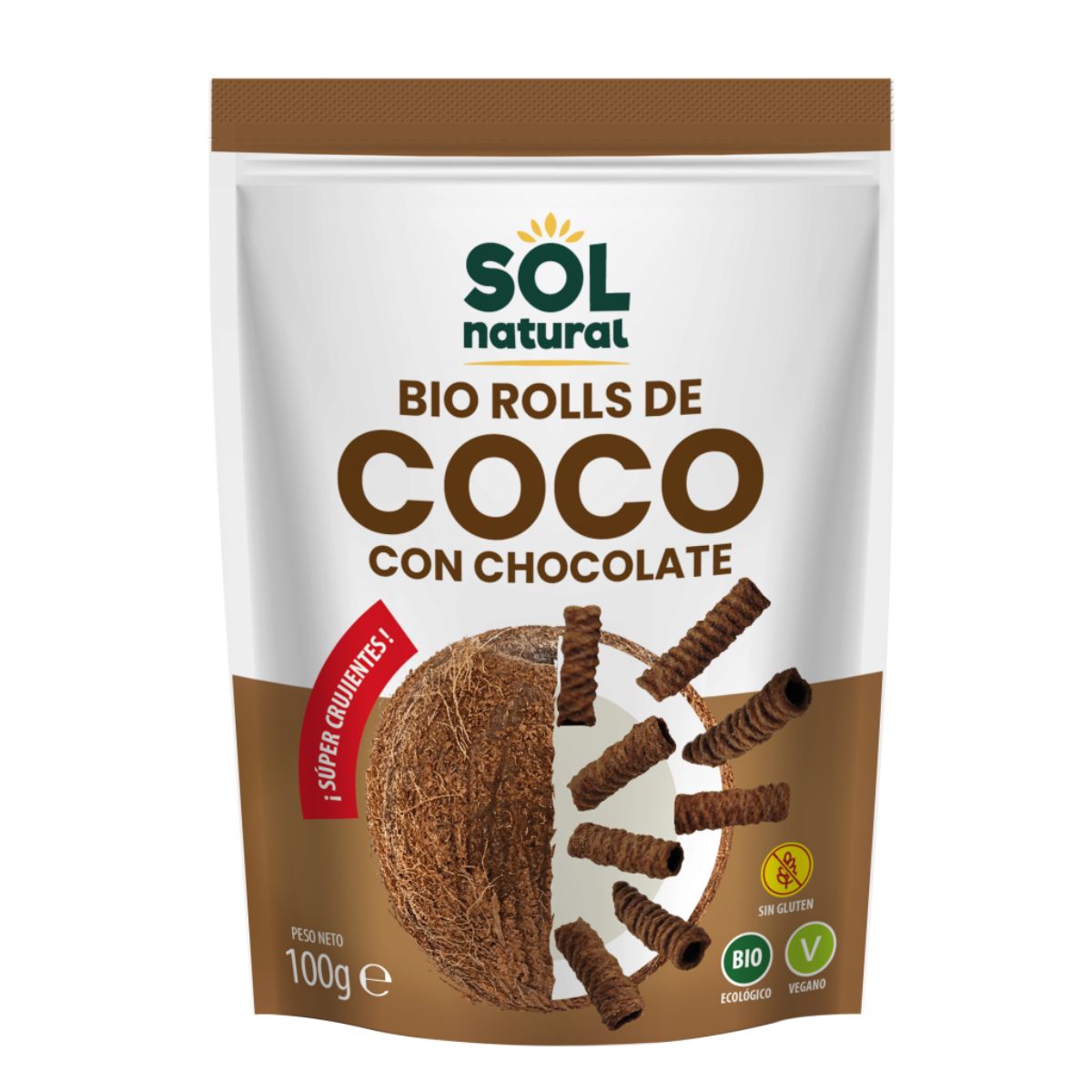Bio Sol Natural Crispy Coconut and Chocolate Rolls 100 g
