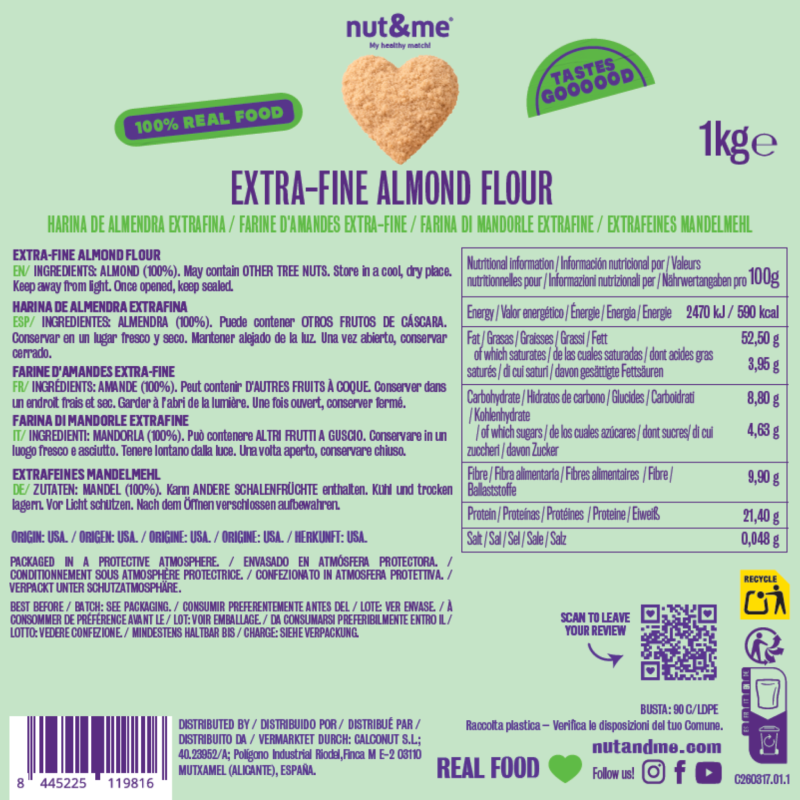 Farine Realfooding d'amandes extra-fines (spéciale pâtisserie) Nut&me 1 kg