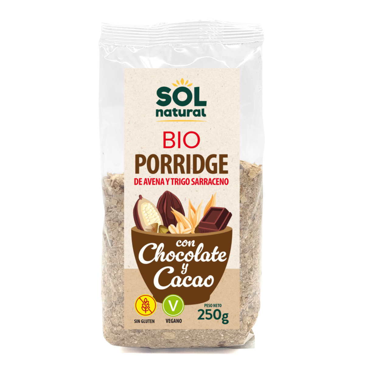 Owsianka z kaszy gryczanej z płatkami owsianymi i czekoladą BIO Sol Natural 250 g