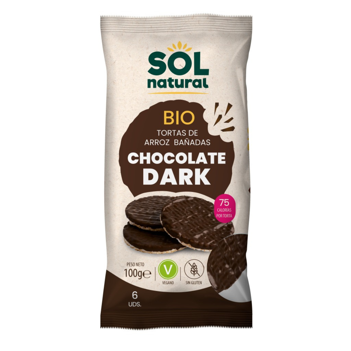 Organic Sol Natural Chocolate-coated Rice Cakes 100 g