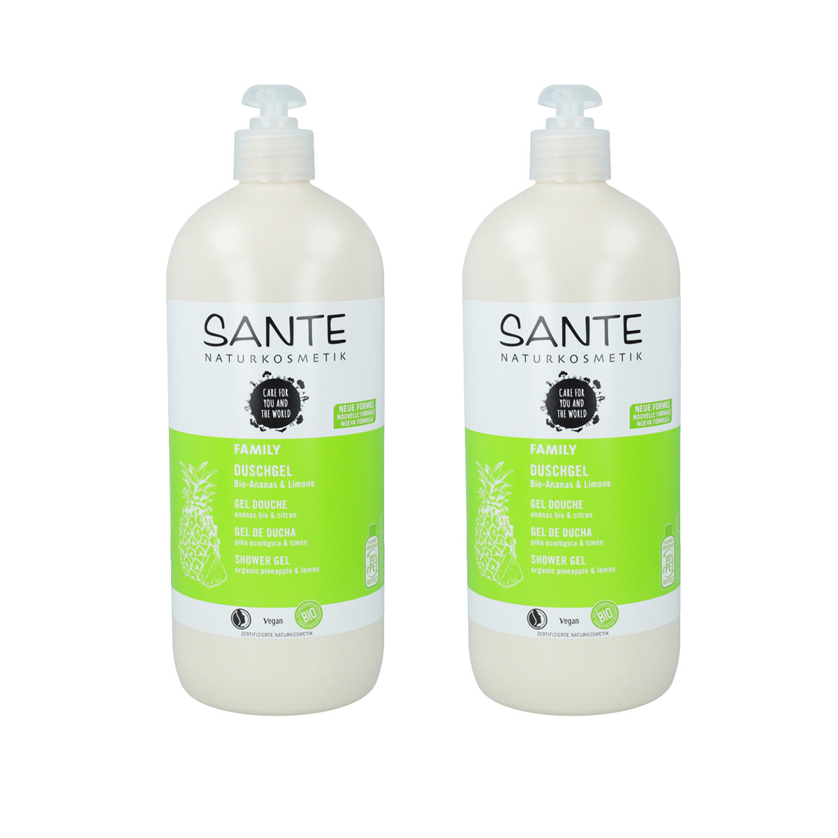 Zestaw 2x Bio żel pod prysznic o zapachu ananasa i cytryny Sante, 950 ml