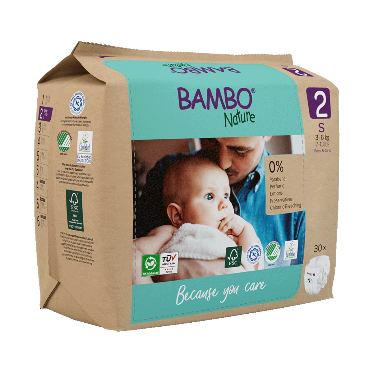 Pieluchy Bambo Nature T2 (3-6 kg) 30 szt.