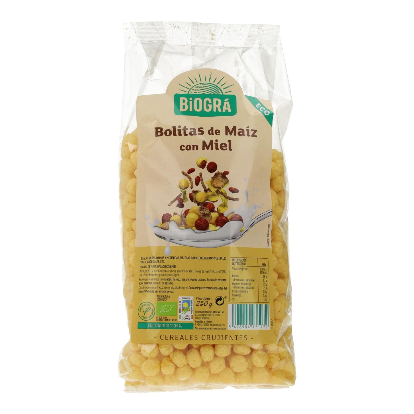 Biográ honey corn balls, 250 g