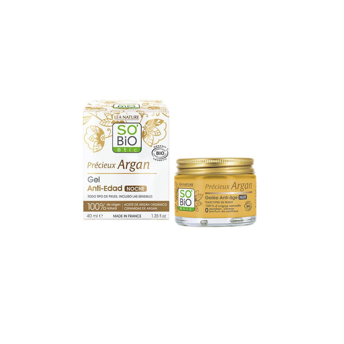 Anti-aging nattgel med ekologisk arganolja So'Bio étic 40 ml