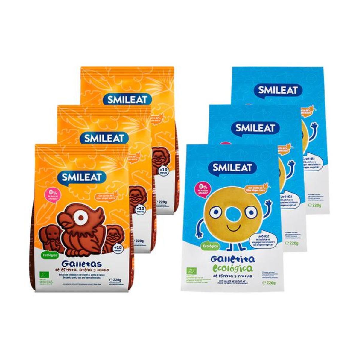 Pack 3 x Galleta espelta, avena y cacao 3x Galletas infantiles de espelta con manzana ECO 220 g Smileat