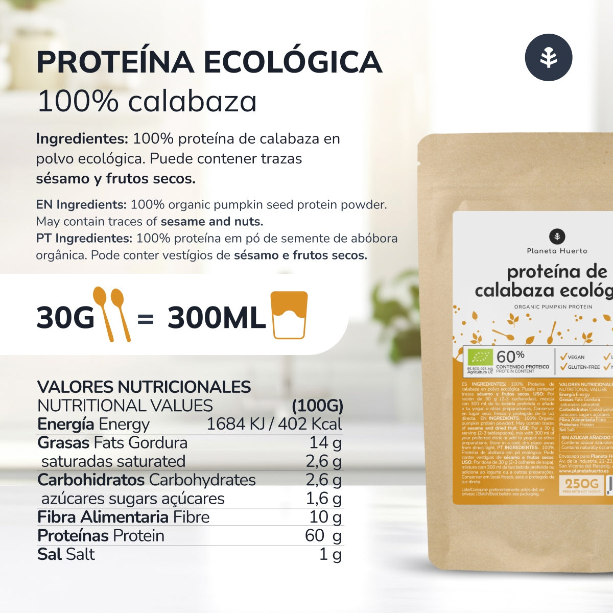 Proteína de calabaza Planeta Huerto 250 g