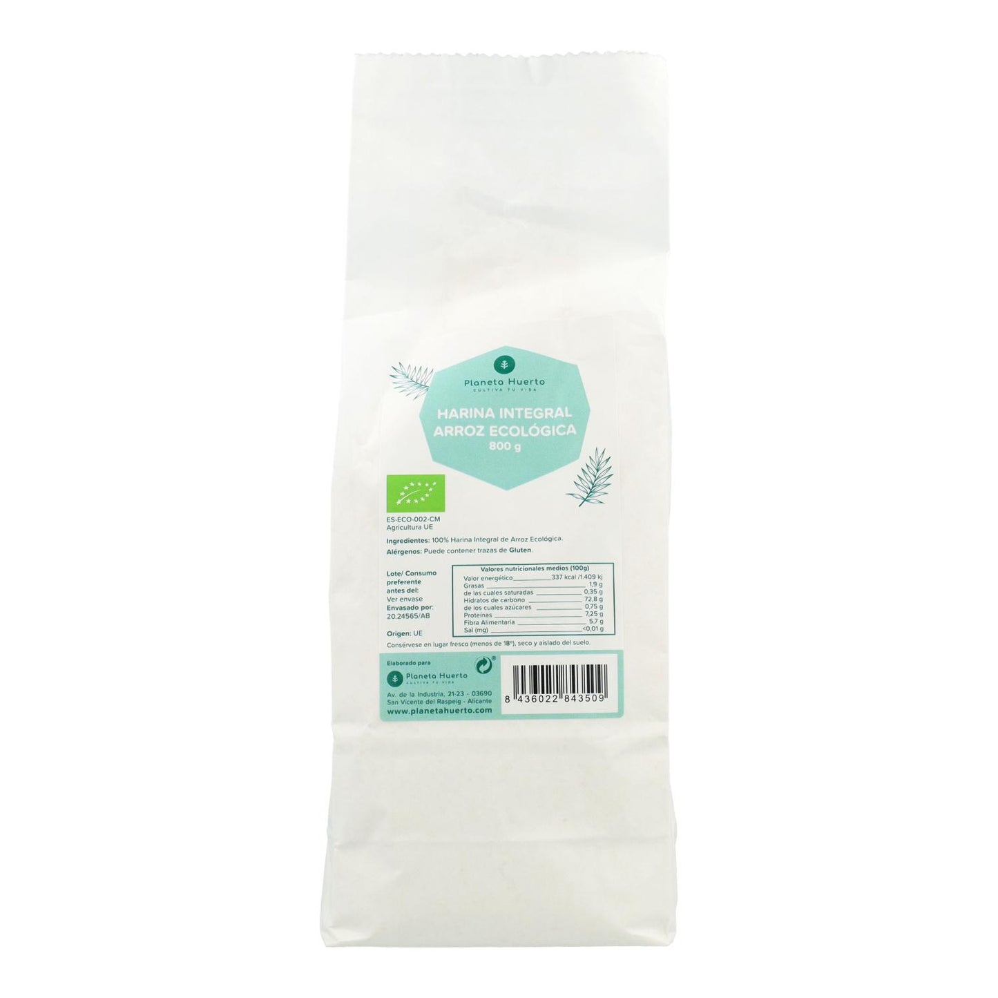 Harina Integral de Arroz Eco Planeta Huerto 800 g