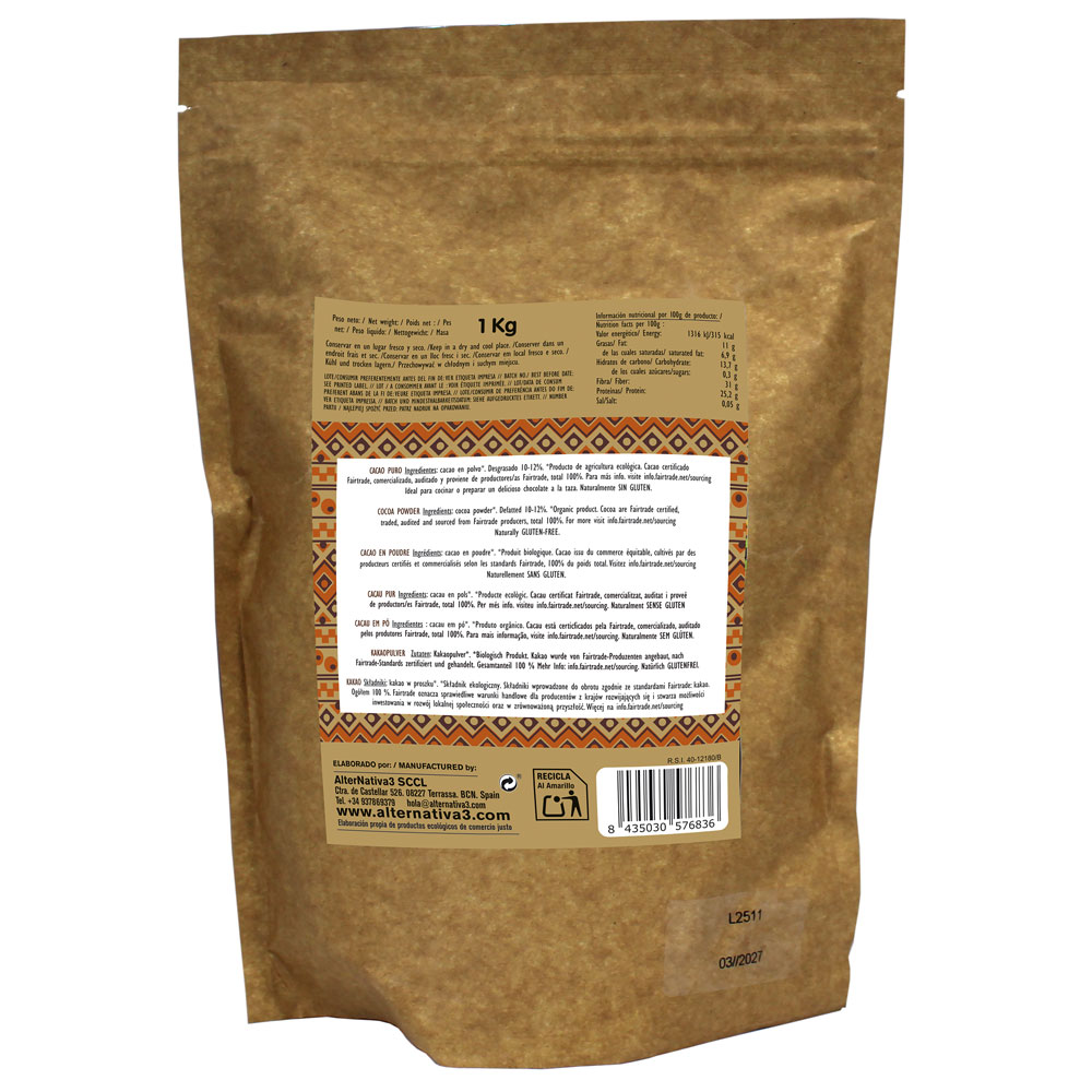 Cacao puro sgrassato BIO Alternativa3 in polvere 1 kg