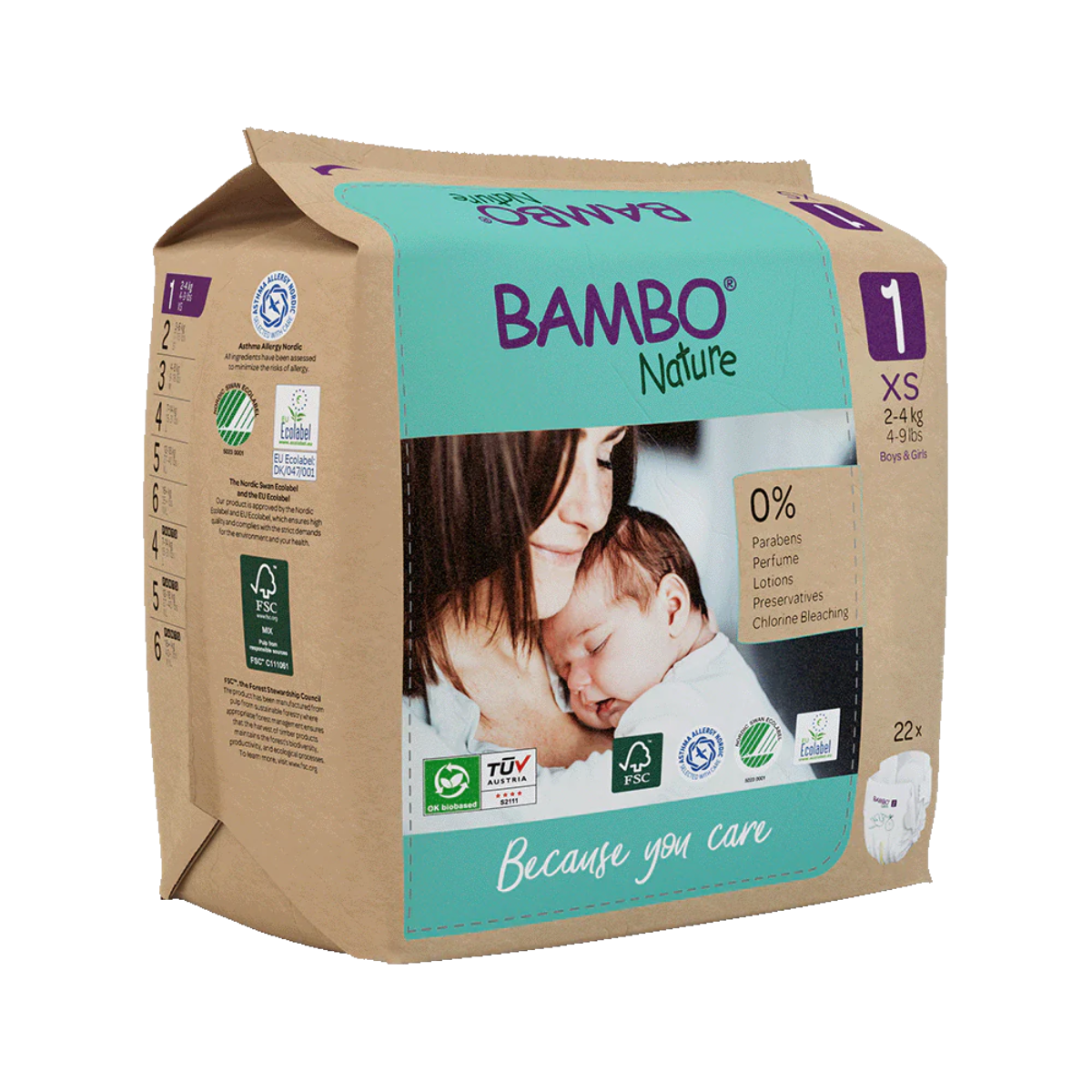 Pieluchy Bambo Nature T1 (2-4 g) 22 szt.