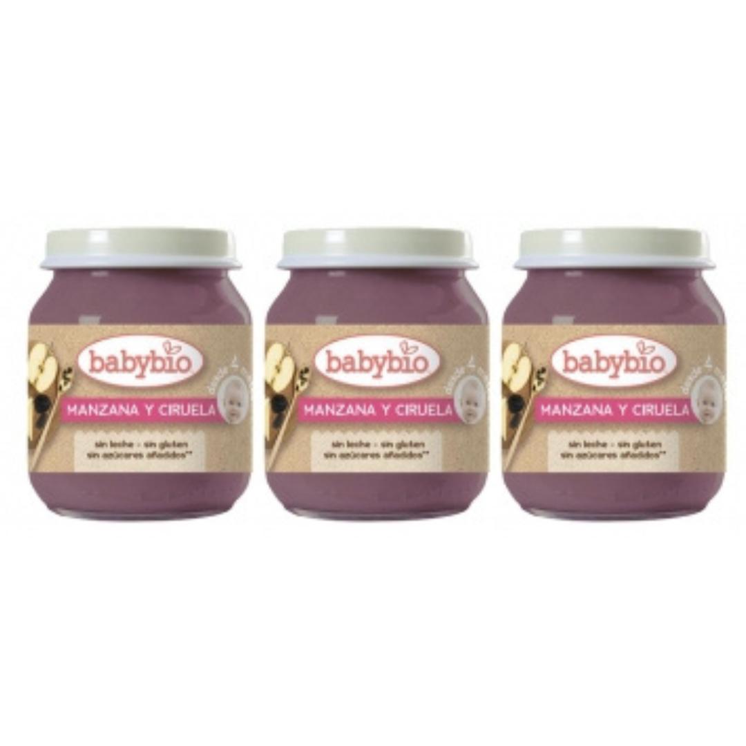 PROMO-Packung 3x Gläschen Apfel und Pflaume, 130 g. Babybio