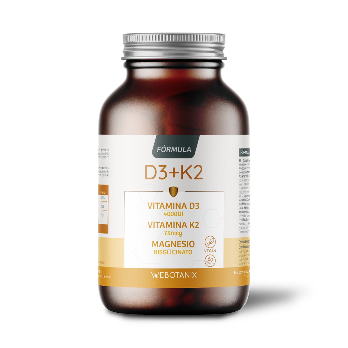 Vitamin D3 4000 IE + K2 + Magnesium Veganformel, WeBotanix