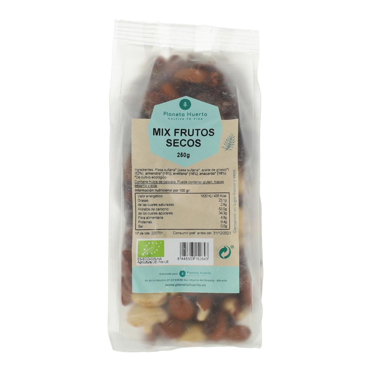 Mélange de fruits secs ECO Planeta Huerto 250 g