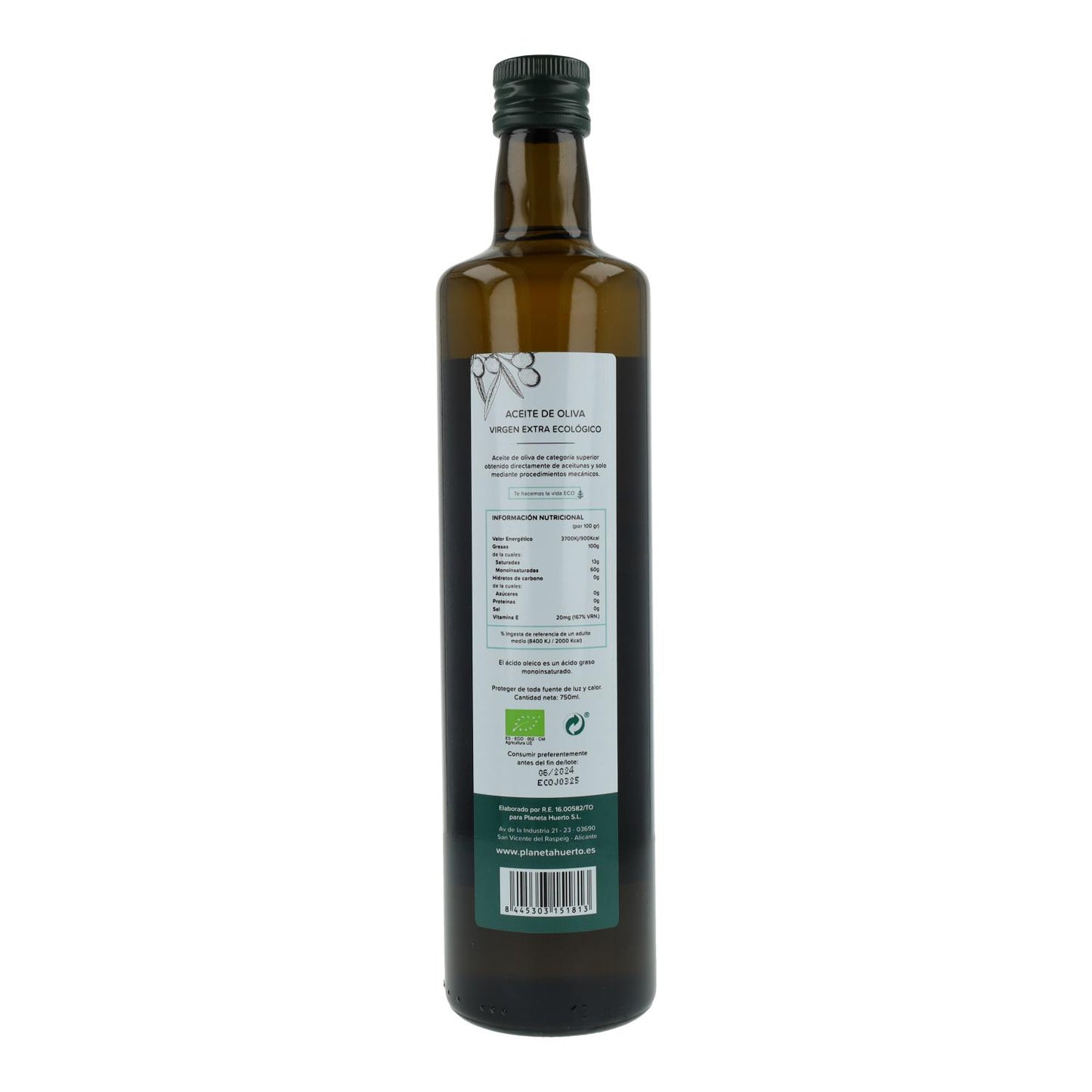 Aceite de oliva Virgen Extra ECO Planeta Huerto 750 ml
