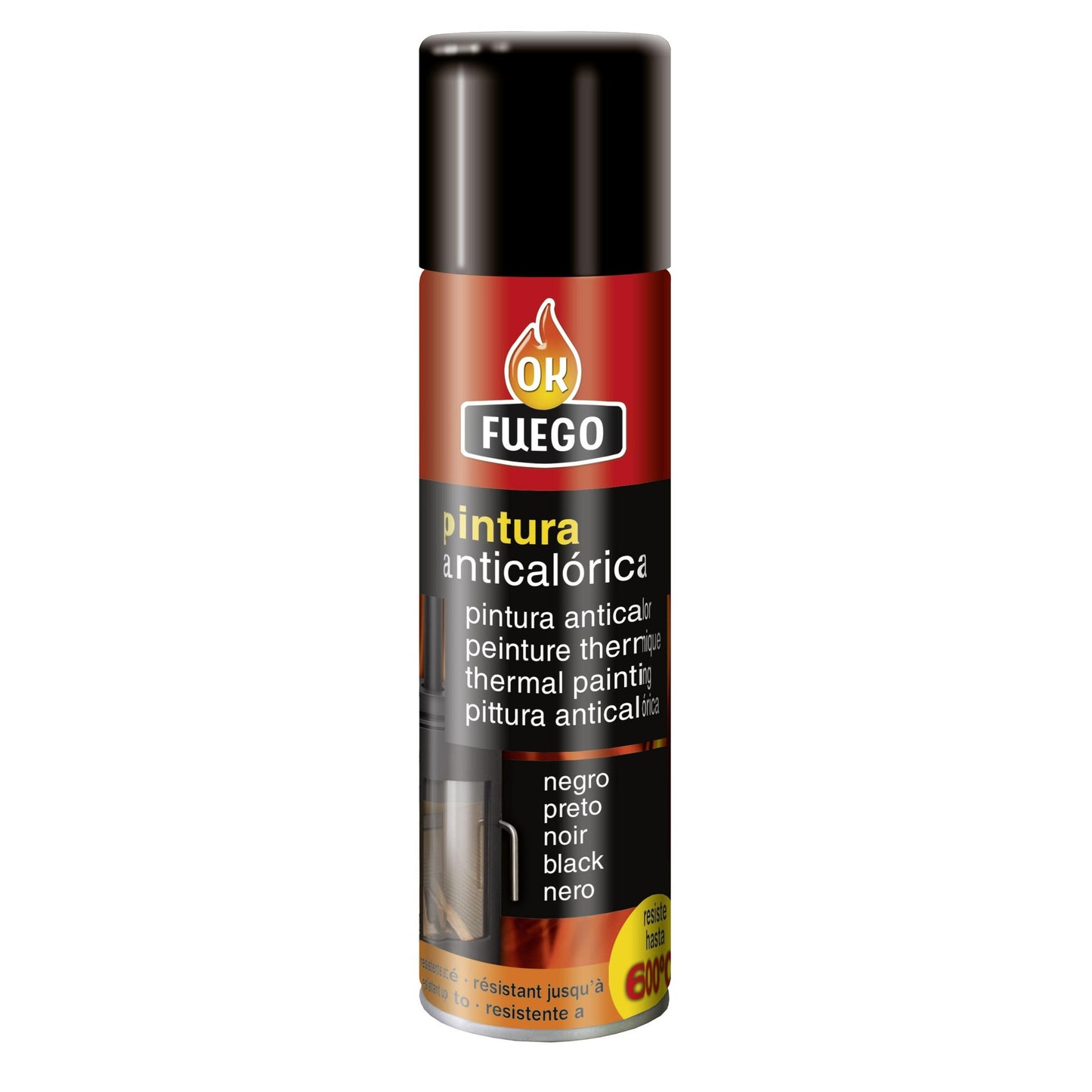 Okfuego zwarte hittebestendige verf 400 ml