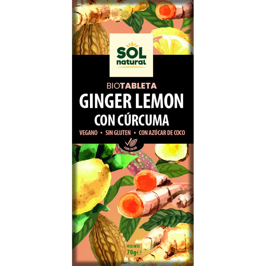 Wegańska czekolada z imbirem, cytryną i kurkumą bio Sol Natural 70 g