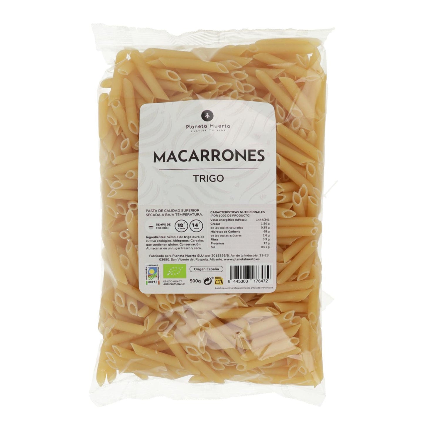 Wheat macaroni ECO Planeta Huerto 500gr