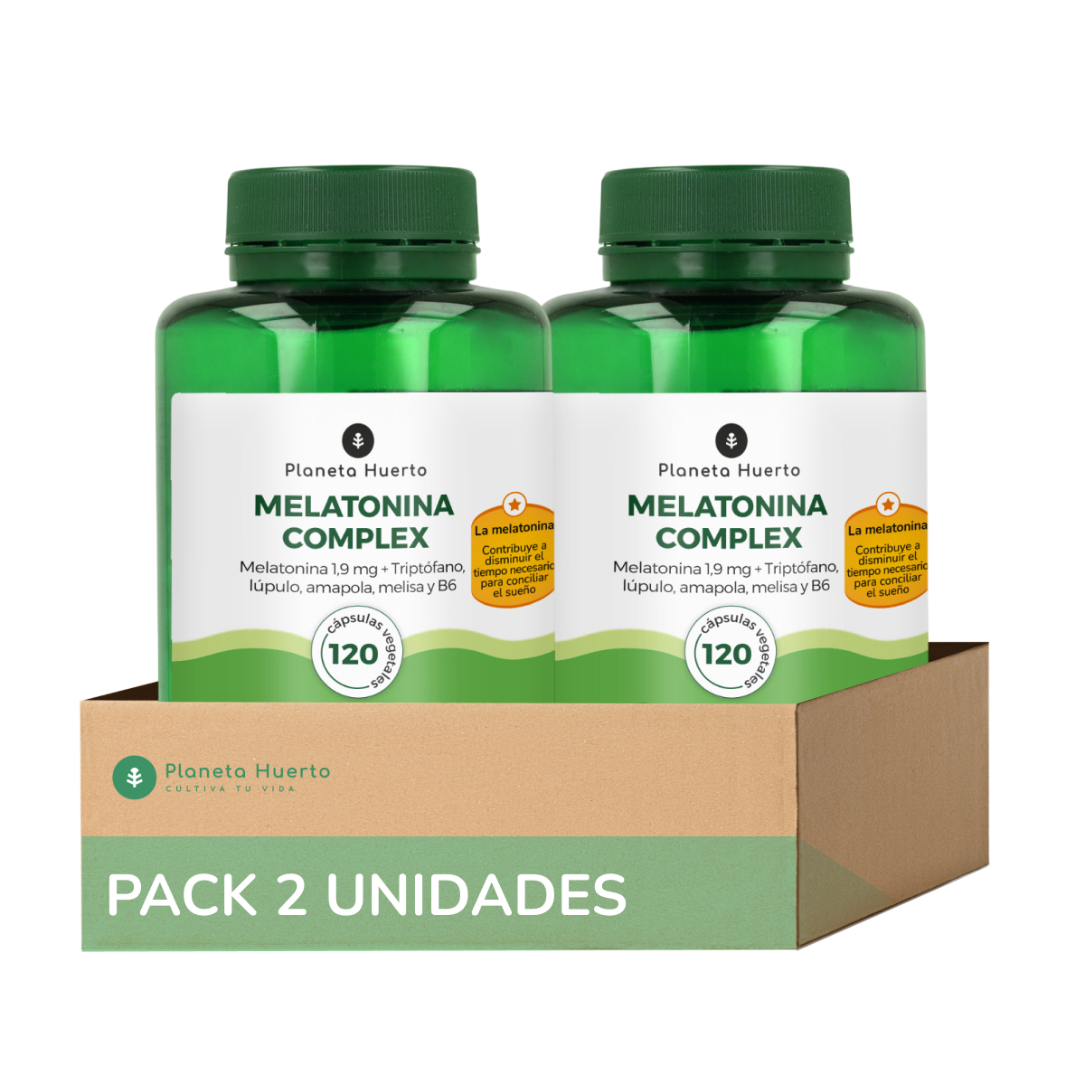 Packung 2xMelatonin Komplex Planeta Huerto 120 Kapseln