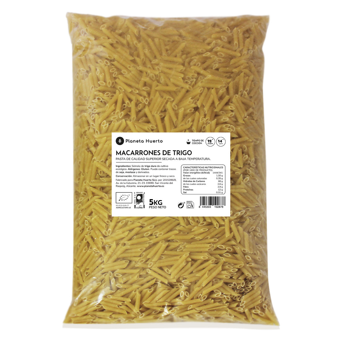 Macaronis de blé ECO Planeta Huerto 5 kg