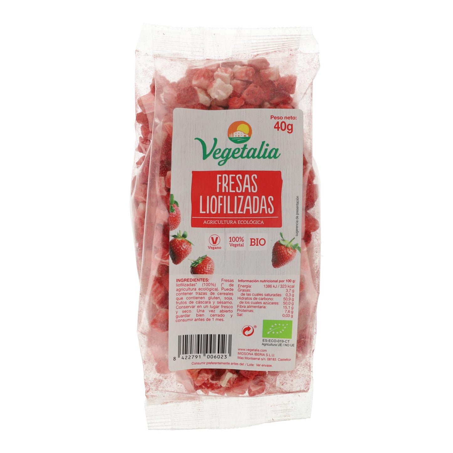 Fraises lyophilisées biologiques Vegetalia 40 g