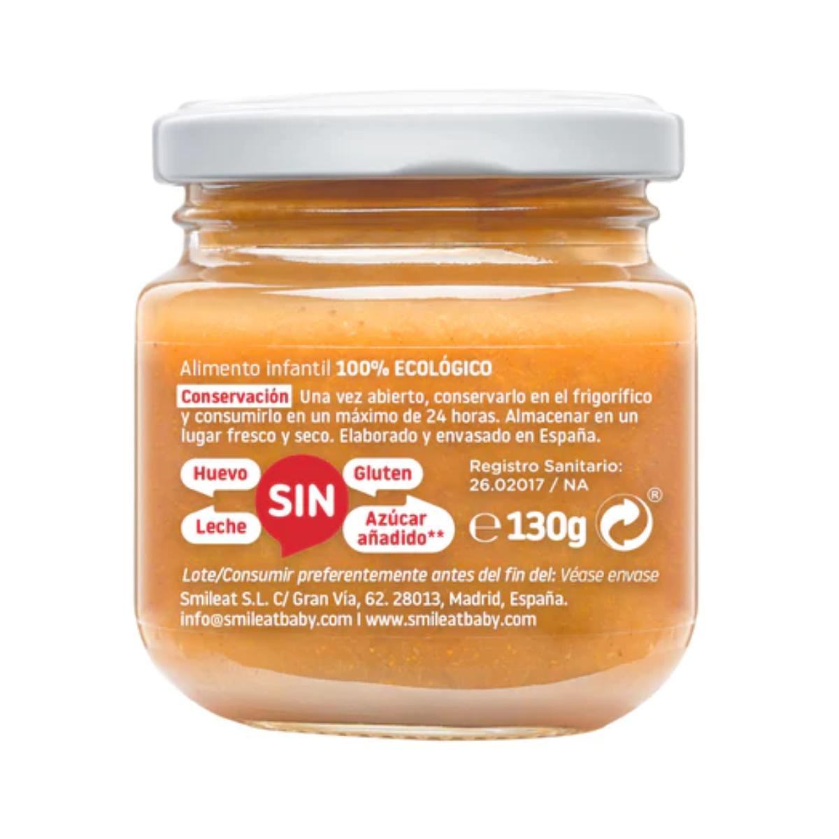 Lot de 12 petits pots de pomme, orange et carotte BIO +6 mois Smileat, 130 g