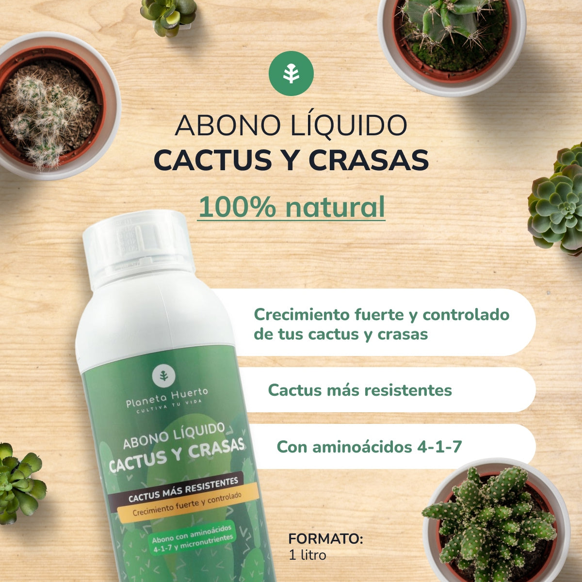 Cactus en Crasas Vloeibare Meststof Planeta Huerto 1 l