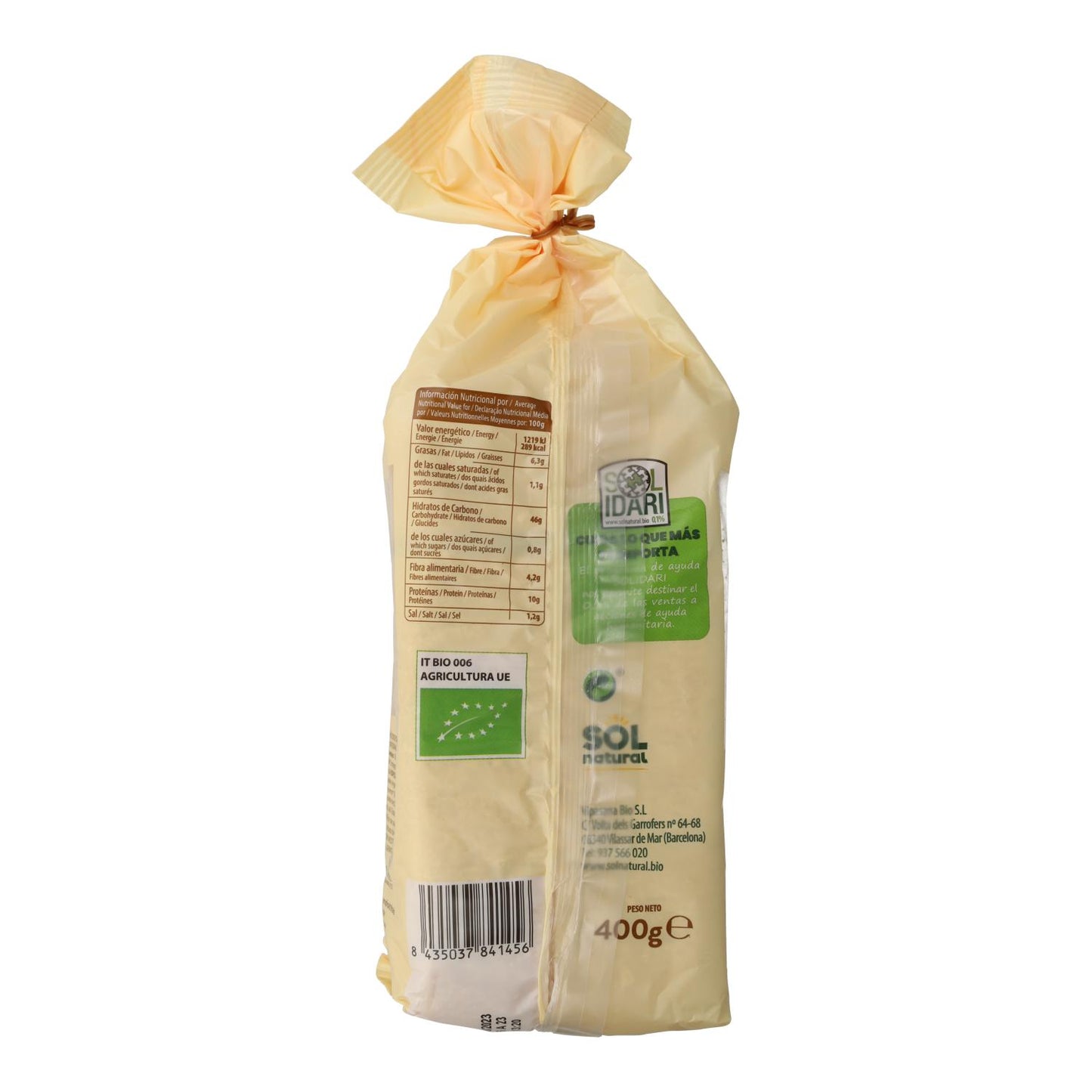 Biologisch volkoren speltbrood Bio Sol Natural 400 g
