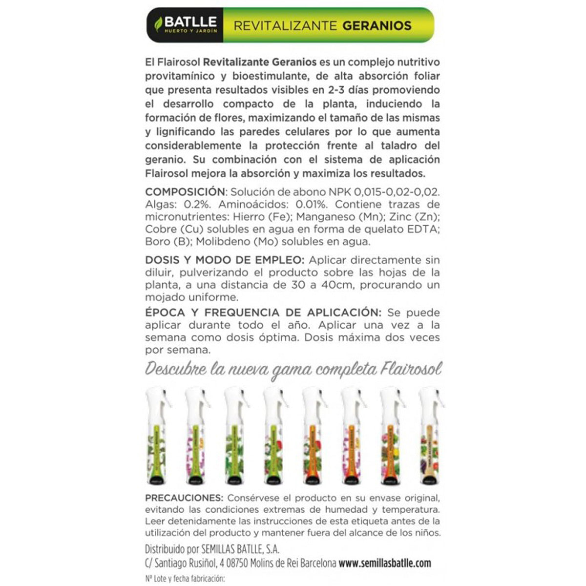 Revitaliserend middel Geraniums Flairosol Batlle 300 ml - Bladmeststof