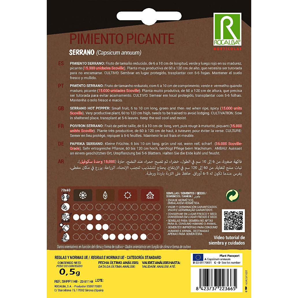 Samen für scharfe Serrano-Paprika Rocalba