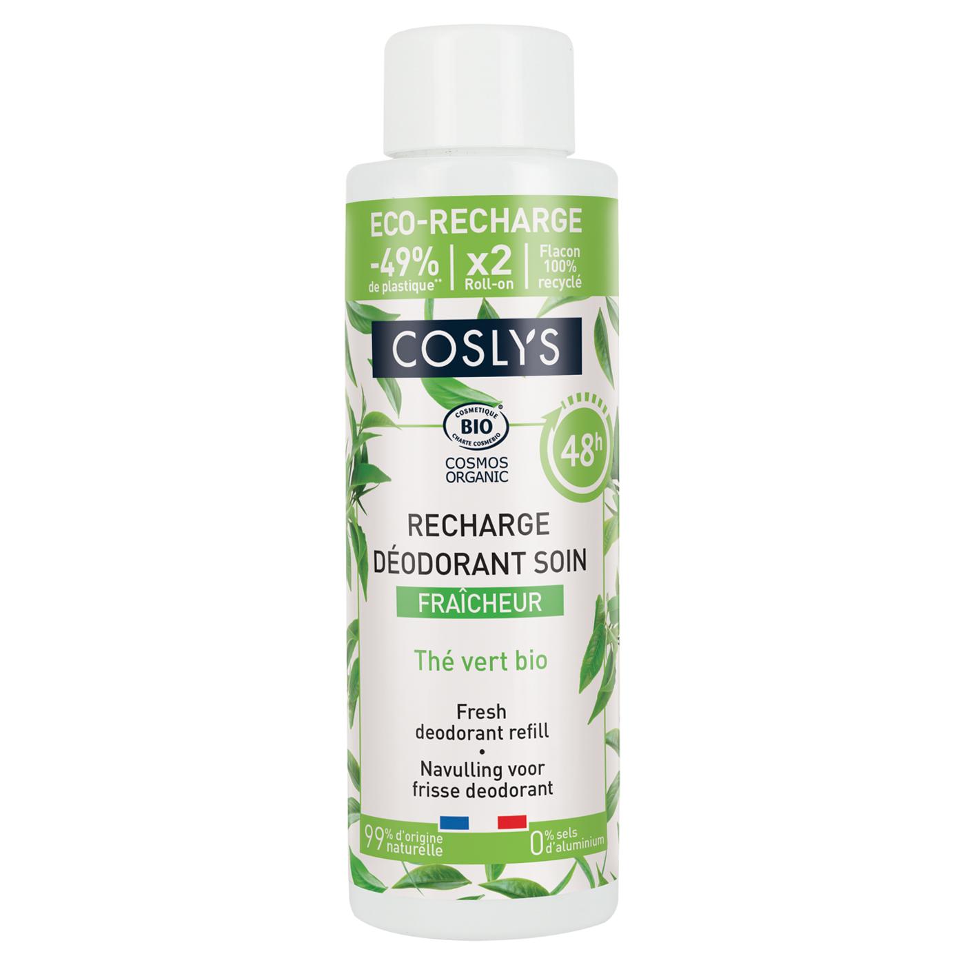 Recharge déodorant fraîcheur thé vert et aloe vera Coslys 100 ml