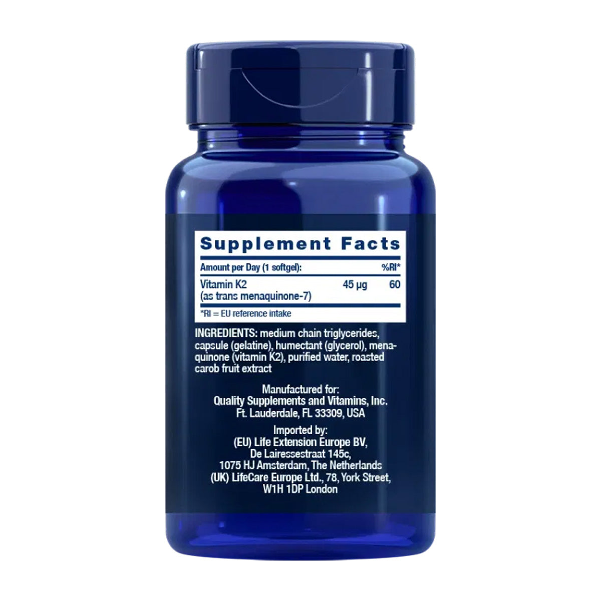 Low-Dose vitamine K2 (MK-7) 45 mcg, Life Extension 90 capsules